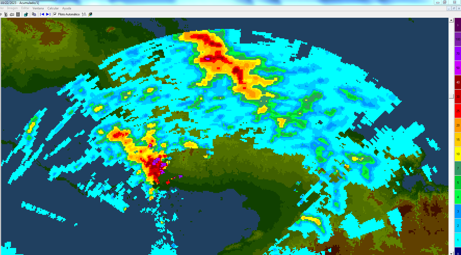 Mapa de acumulado de lluvia por Radar