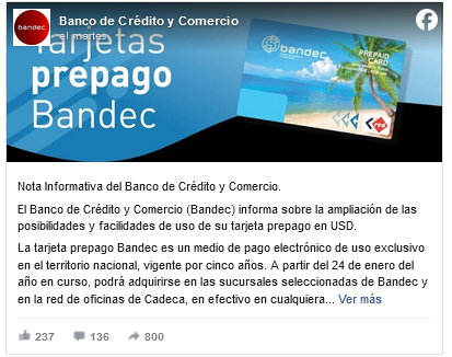 Screenshot 2024 01 25 at 09 54 18 Inicia en Camagüey Banco de Crédito y Comercio venta de tarjetas prepago en USD Posts