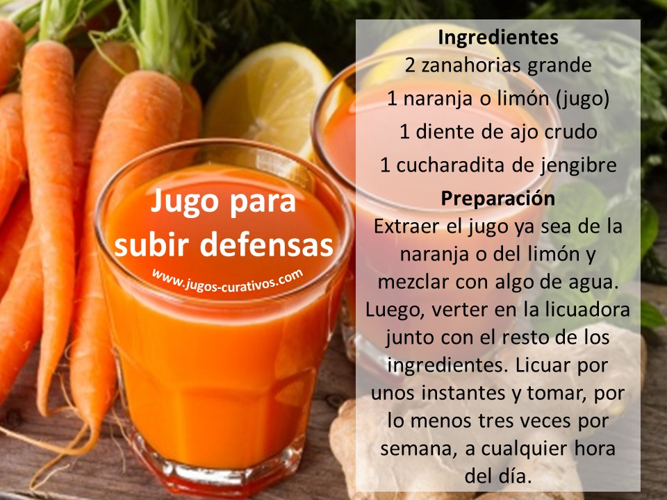 jugo de zanahoria para subir defensas
